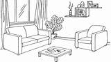 Coloring Living Room Pages Kids Draw sketch template