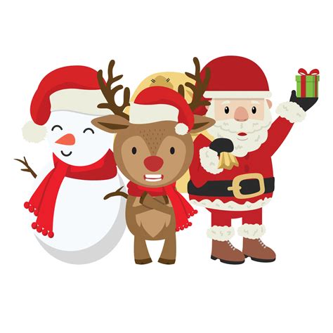 christmas santa claus snowman  reindeer cartoon  vector art