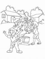 Holi Coloring Pages Playing Kids Pichkari Sketch Happy Printable Getcolorings Paintingvalley sketch template