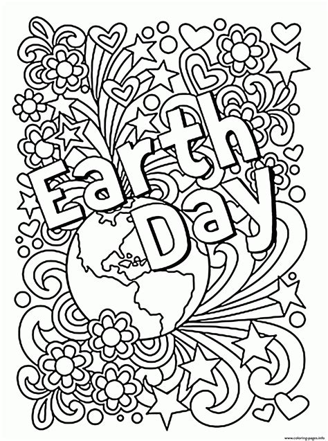 earth day doodle coloring page printable