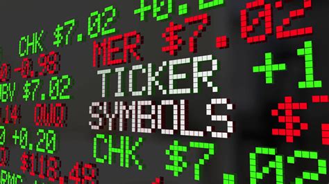 ticker symbols companies prices stock market listings   animation