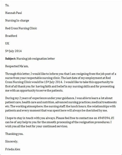 sample rn resignation letter    letter template collection
