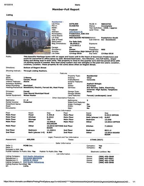 mls listing information sheet fredericton mortgage broker