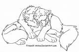 Lineart Firewolf Cuddle Sleepy sketch template
