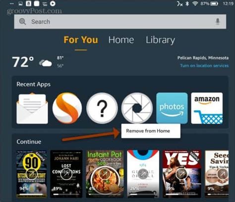 remove items   kindle fire home screen
