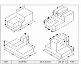 Isometric Drawing Shapes Exercises Drawings Autocad Lesson Oblique Worksheets Form Simple Cavalier Technical 3d Perspective Grid School High Ortho Orthographic sketch template