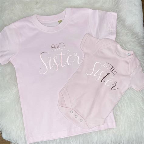 big sister little sister t shirt set pink and rose gold by lovetree