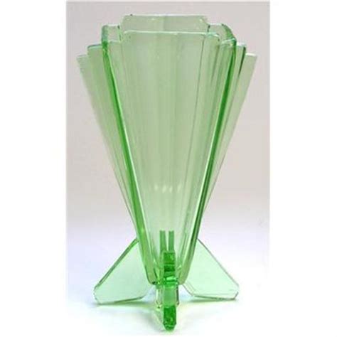 Czech Art Deco Glass Green Rocket Vase 2250020