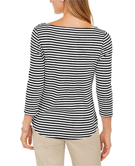 Charter Club 3 4 Sleeve Striped Top Created For Macy S And Reviews