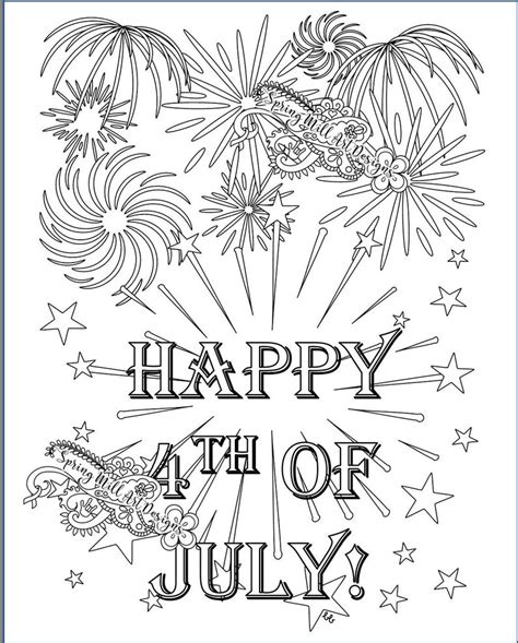 lets celebrate happy   july fireworks coloring page etsy