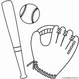 Baseball Coloring Bat Glove Ball Sports Outline Clipart Pages Printable Softball Mitt Clip Kids Drawing Print Cartoon Template Cliparts Bats sketch template