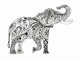Elephant Drawing Mandala Print Choose Board sketch template