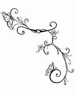 Vine Tattoo Ivy Drawing Tattoos Drawings Vines Butterfly Flower Outline Leaf Vector Designs Print Butterflies Small Rose Getdrawings Women Society6 sketch template