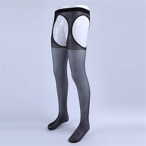 yizyif sexy mens pantyhose hollow out tights suspender stretchy