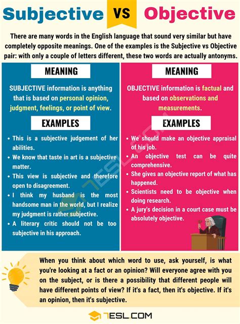 subjective  objective differences  objective  subjective esl