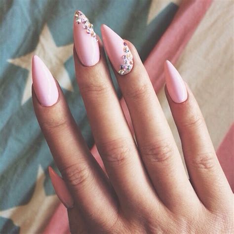 pink stiletto rhinestone nails pictures   images