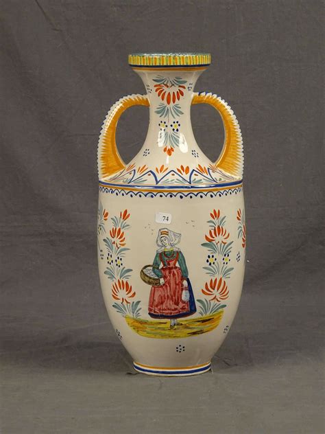 henriot quimper vase en forme auctions price archive