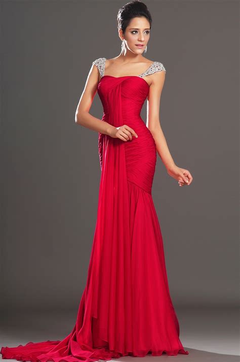 Charming Fitted Red Prom Evening Dress 00131002 Edressit Red