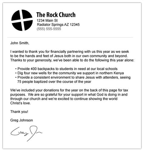 church donation acknowledgement letter sample master  template document