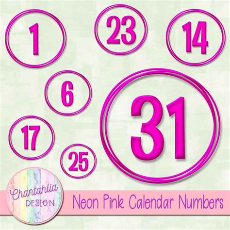 neon pink calendar numbers