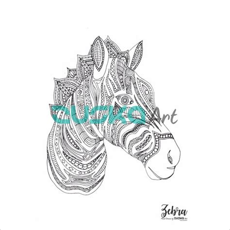 zebra adult coloring page instant  adult coloring