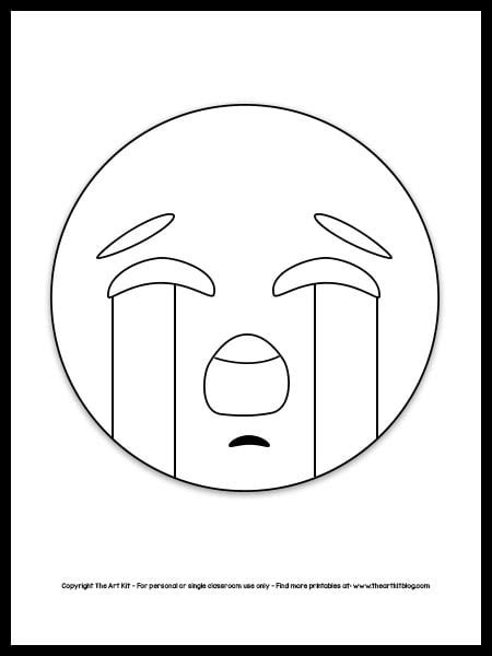 emoji coloring page crying face  printable  art kit