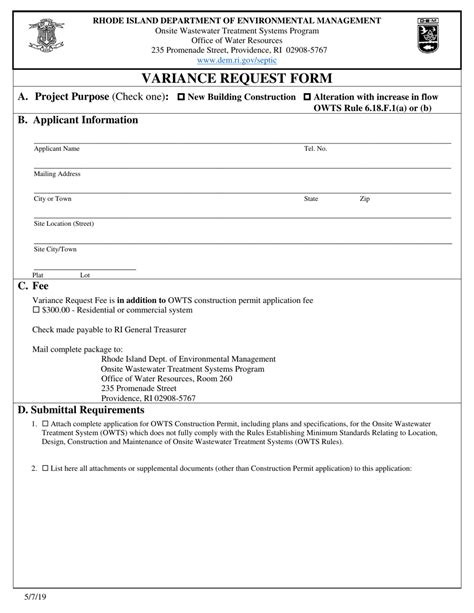 rhode island variance request form fill  sign