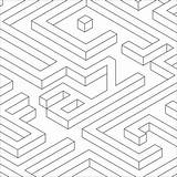 Isometric Maze Orthographic Projection Labyrinth sketch template