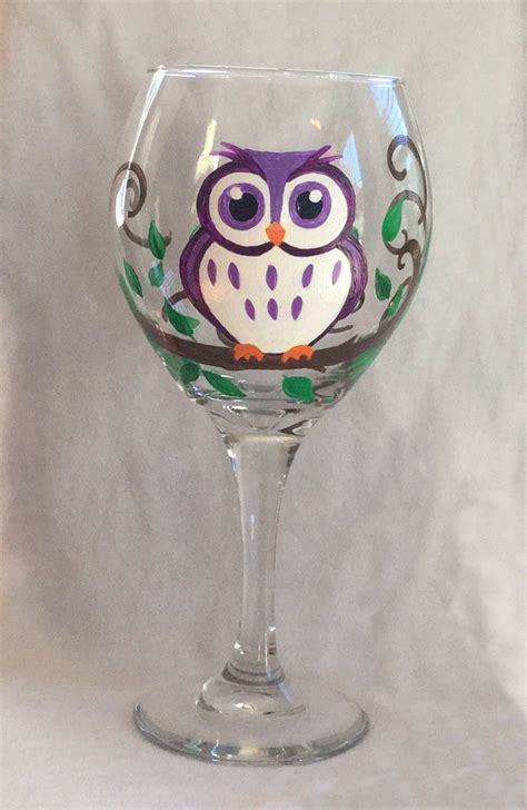 Painted Wine Glasses Owl Yahoo Image Search Results Hand Painted