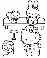 Kitty Hello Coloring Pages Friends Print Color sketch template