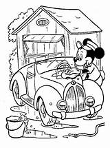 Coloring Mickey Mouse Pages Car Washing Print sketch template