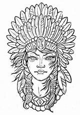 Para Colorir Desenhos Mandalas Pintar Indígena Tattoo Imprimir Indio Cocar Tatuagens Tatuagem Atividades Desenho sketch template