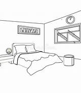 Coloring Room Bed Bedroom Kids Interior Preview Illustration sketch template