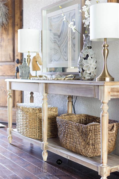 entryway console table styling tips   decorate  table blog hop