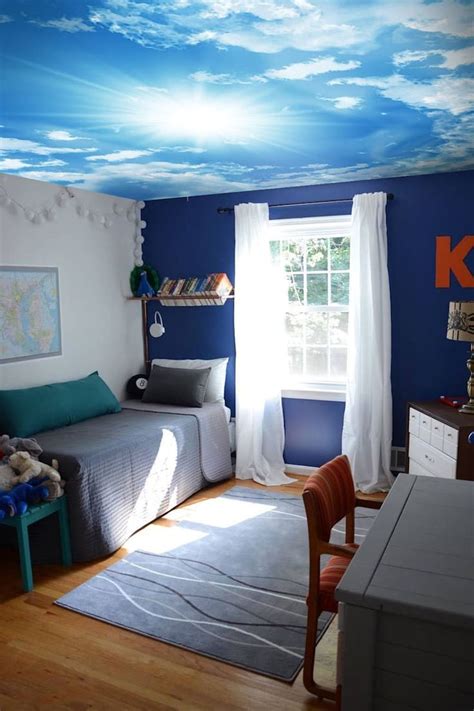 blue  sunny sky ceiling wallpaper sunny weather ceiling etsy   blue boys bedroom