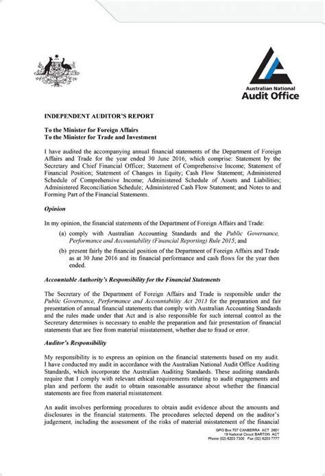 Independent Auditors Report Department Of Foreign Affairs And Trade