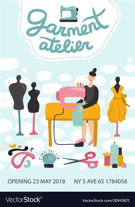 garment atelier advertising poster royalty  vector image