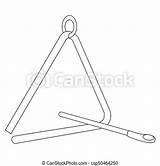 Triangle Instrument Outline Vector Illustration Isolated Drawing sketch template