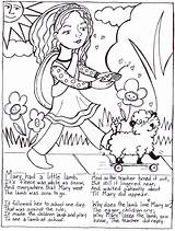 Nursery Coloring Rhymes Pages Printable Kids Mary Bestcoloringpagesforkids sketch template