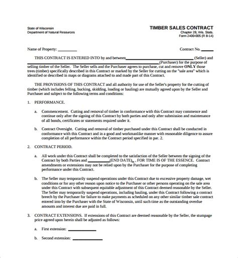 timber sale agreement template hq printable documents