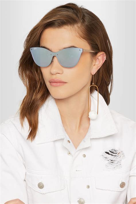 ray ban cat eye acetate mirrored sunglasses in blue lyst