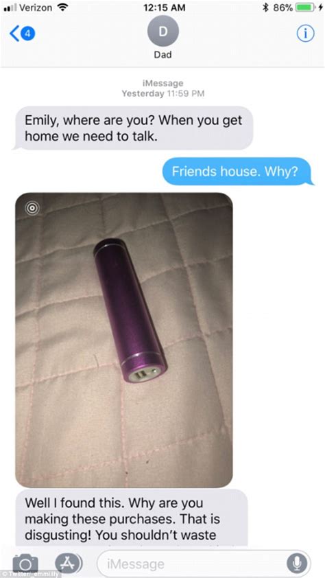 twitter user goes viral after her dad finds her sex toy daily mail online