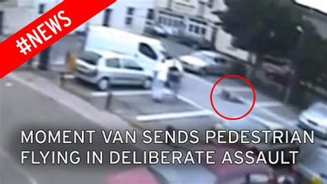 moment van driver ploughs  pedestrian  high speed  row   groups