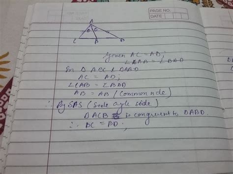 In The Given Figure Ab Is A Bisector Of Angle A And Ac Ad