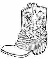 Coloring Boots Cowgirl Pages Getcolorings sketch template
