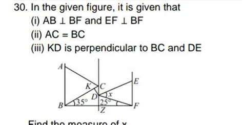 In The Figure It Is Given That I Ab ⊥ Bf And Ef⊥bf Ii Ac Bc Iii