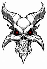 Skull Drawings Skulls Demon Drawing Tattoo Cool Clipart Clip Devil Horns Demonic Cliparts Logos Evil Wicked Designs Deviantart Stencils Stencil sketch template