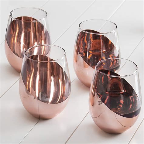Myt Metallic Plated Party Wine Glasses Set Of 4