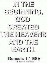 Genesis Bible God Created Verse Ministry Gen1 Heavens sketch template