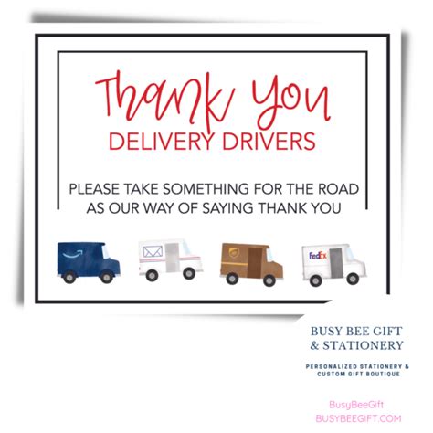 delivery driver   sign printable busy bee gift stationery